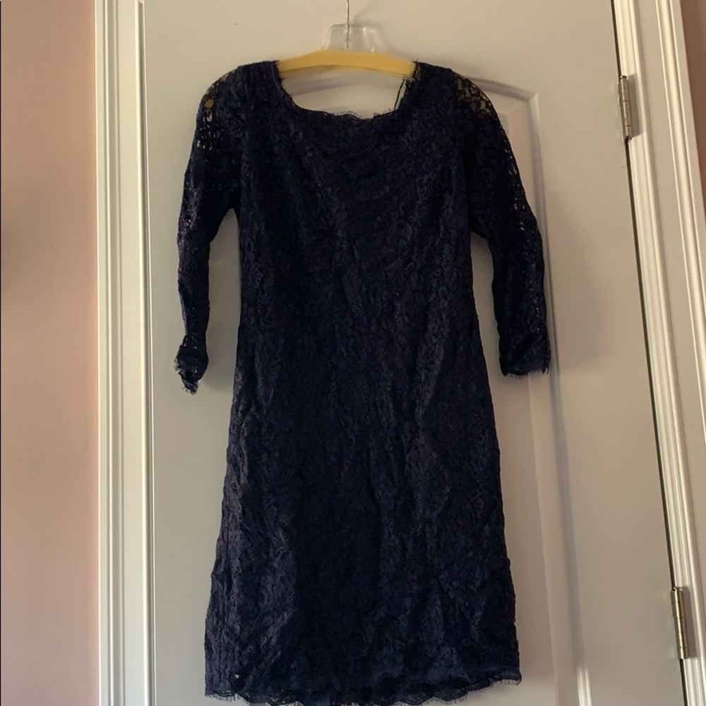 Adriana Pappell Navy Lace Dress